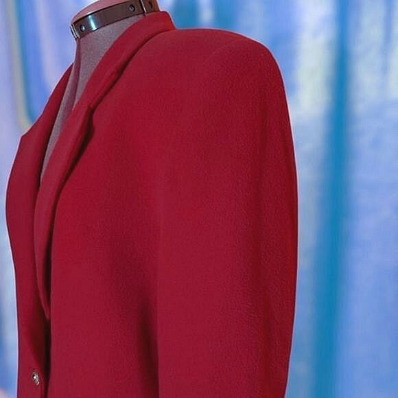 Vtg red wool cashmere blend single breasted blazer coat - Picture 5 of 14